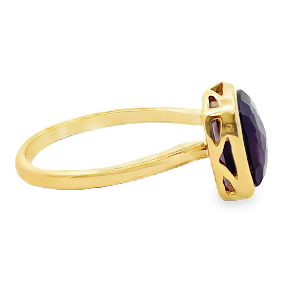 14K Two-Tone Gold Bypass Ring With Round Diamonds Totaling 0.22 Carats, One Amethyst 2.39 Carats