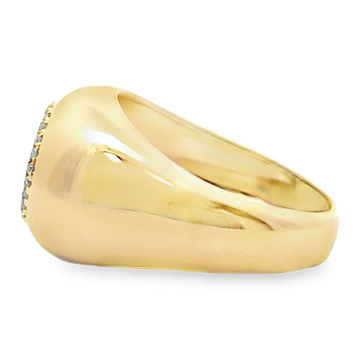 14K Yellow Gold Domed Ring With Diamonds Totaling 0.08 Carat, One Pear Shaped Blue Topaz 1.72 Carats