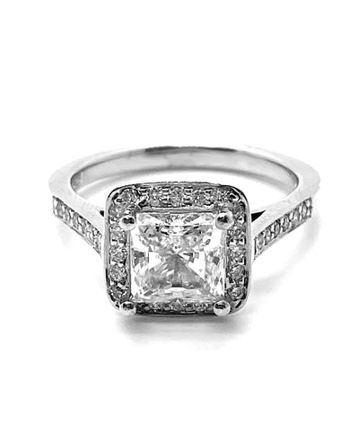 Designs By Vatche #180 Grace Platinum Engagement Ring for 6X6 Millimeter Princess Cut Stone
