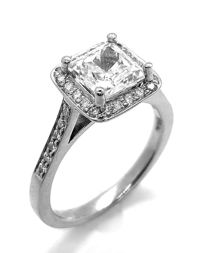 Designs By Vatche #180 Grace Platinum Engagement Ring for 6X6 Millimeter Princess Cut Stone
