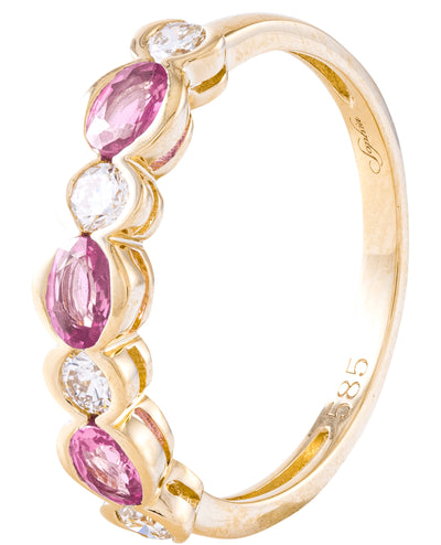 14K Yellow Gold Pink Sapphire & Diamond Ring