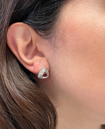 Pink Tourmaline Post Earrings with Diamonds