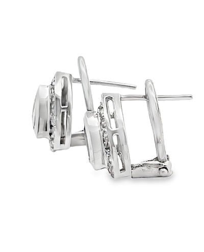 Pink Tourmaline 14k White Gold Post Earrings with Diamonds