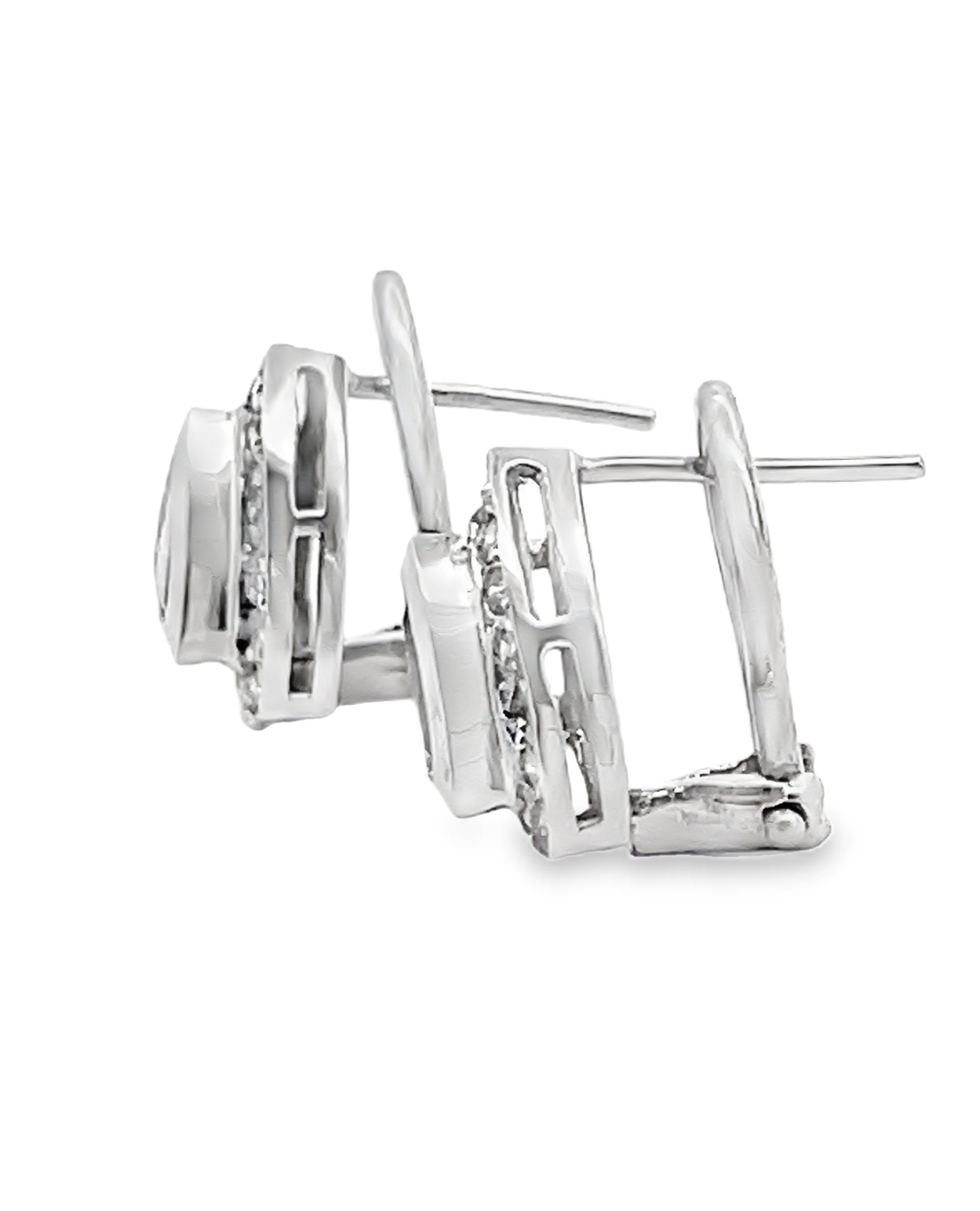 Pink Tourmaline 14k White Gold Post Earrings with Diamonds