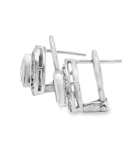 Pink Tourmaline 14k White Gold Post Earrings with Diamonds