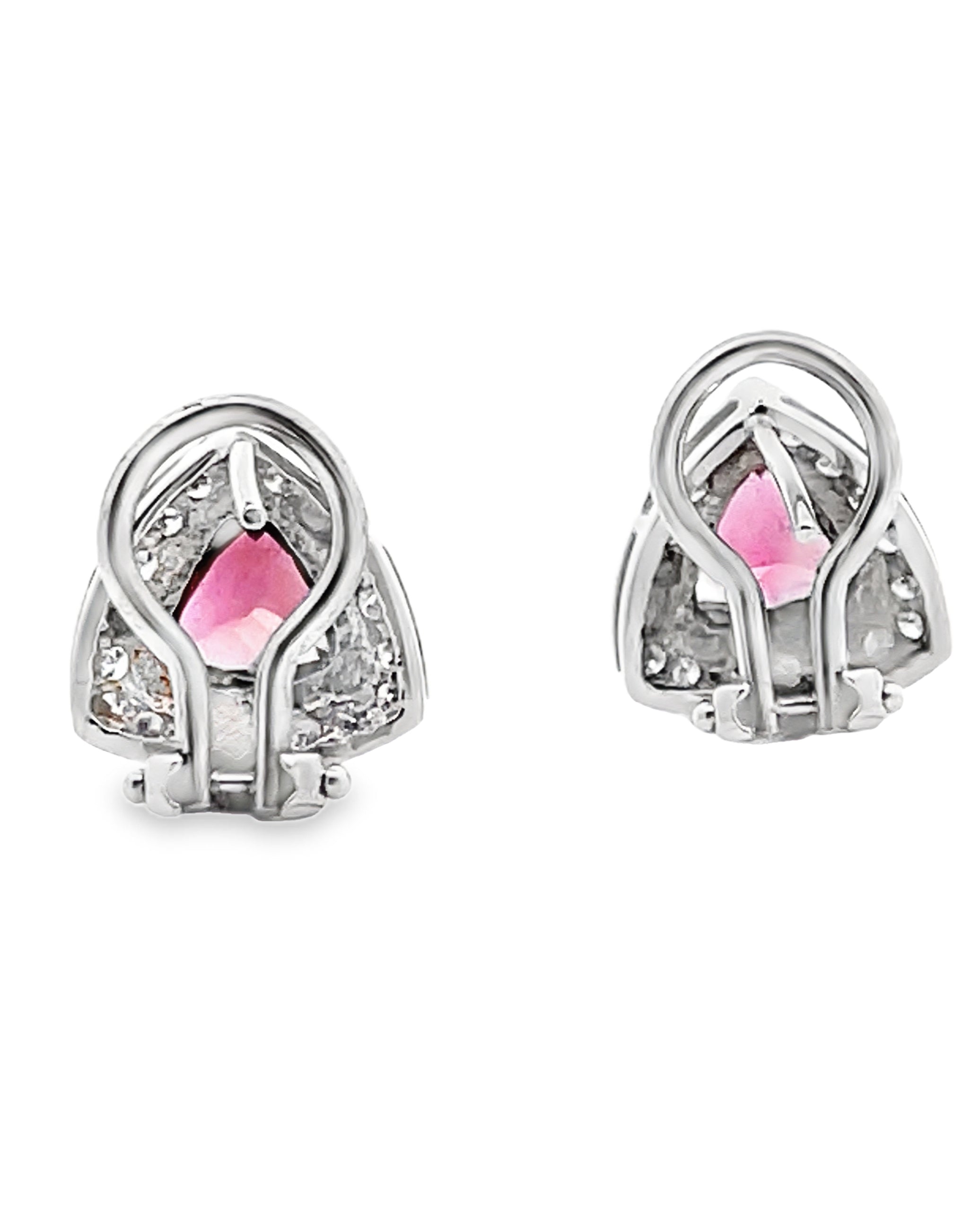 Pink Tourmaline Post Earrings with Diamonds