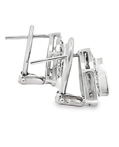 Pink Tourmaline 14k White Gold Post Earrings with Diamonds