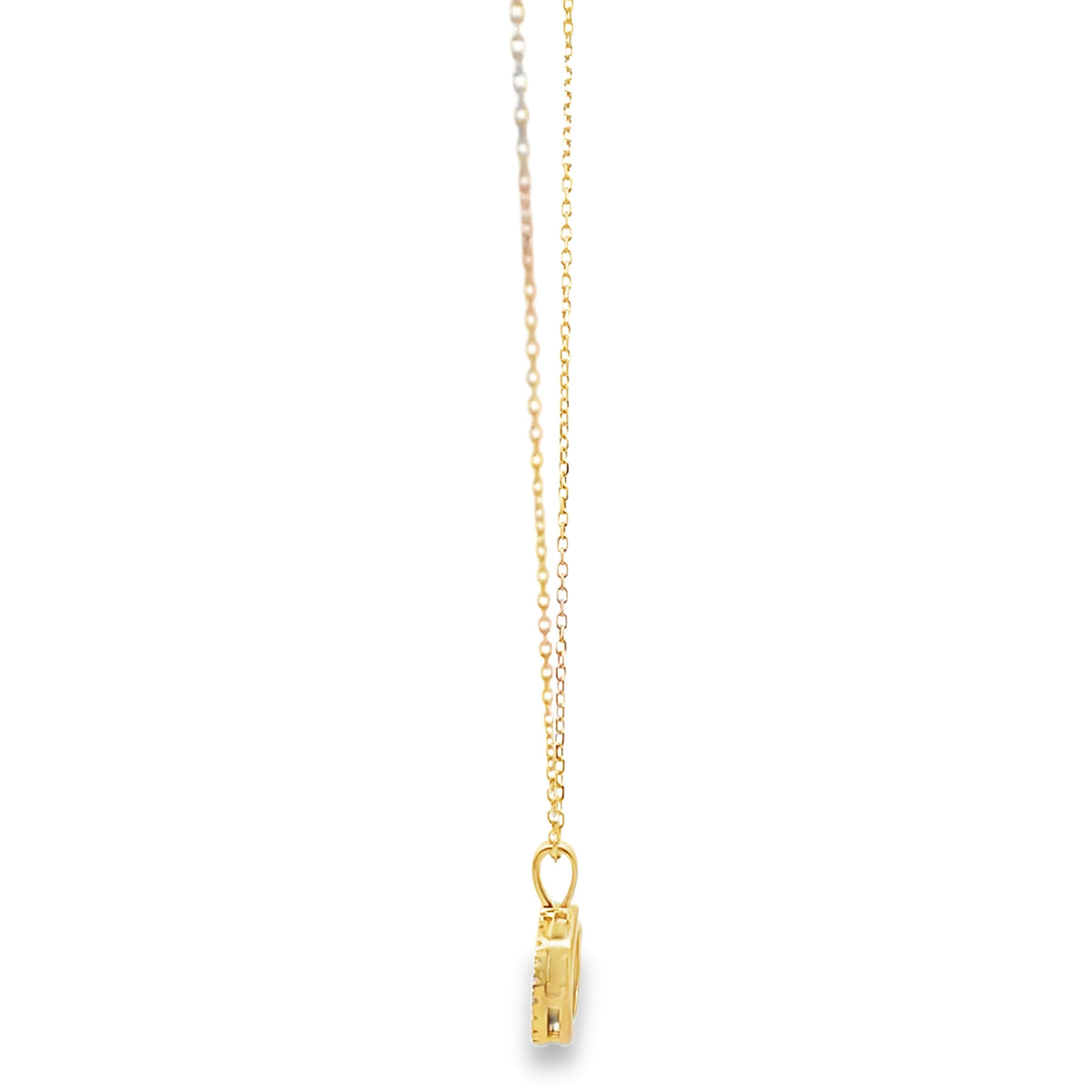 14K Yellow Gold Necklace With One Oval Malachite 1.93 Carats And Diamonds Totaling 0.12 Carats, Adjustable Length