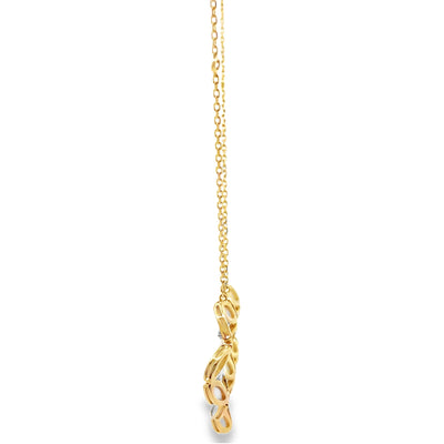 14K Yellow Gold Necklace, Mother of Pearl Totaling 5.71 carats, Diamonds Totaling 0.82 carats, Adjustable Length