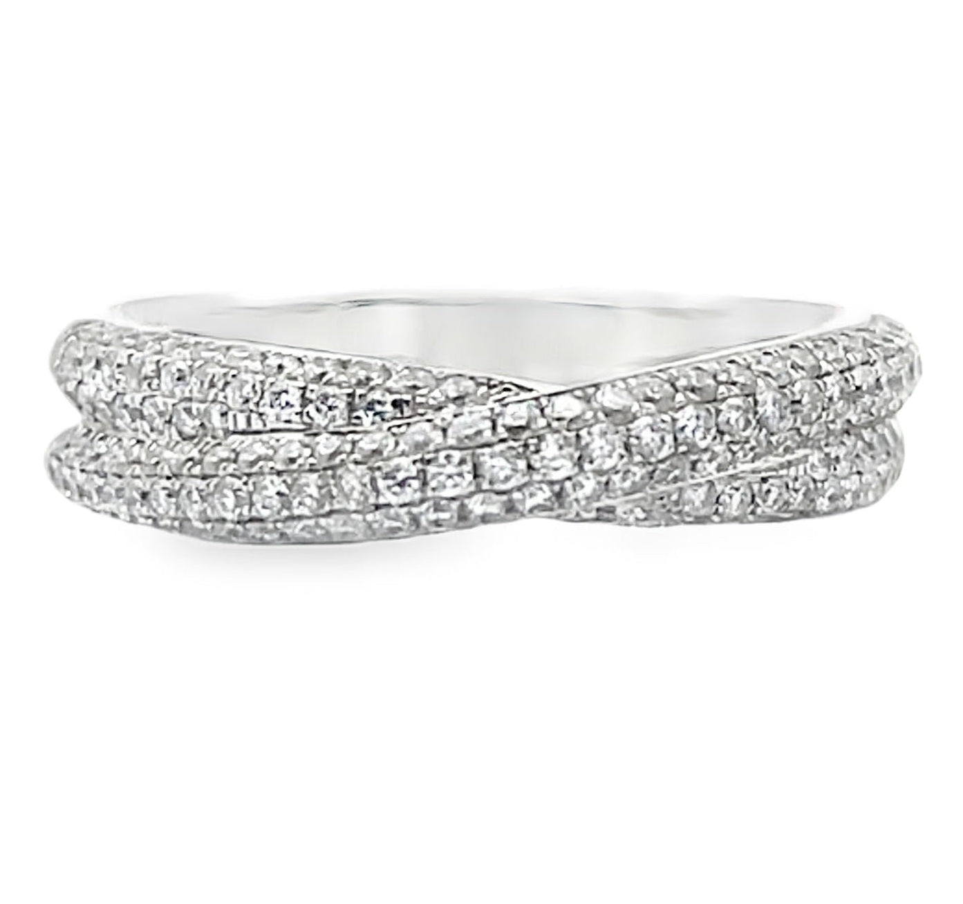 Vanna K 18K White Gold Half-Way Diamond Overlapping Criss Cross Twist