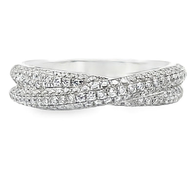 Vanna K 18K White Gold Half-Way Diamond Overlapping Criss Cross Twist
