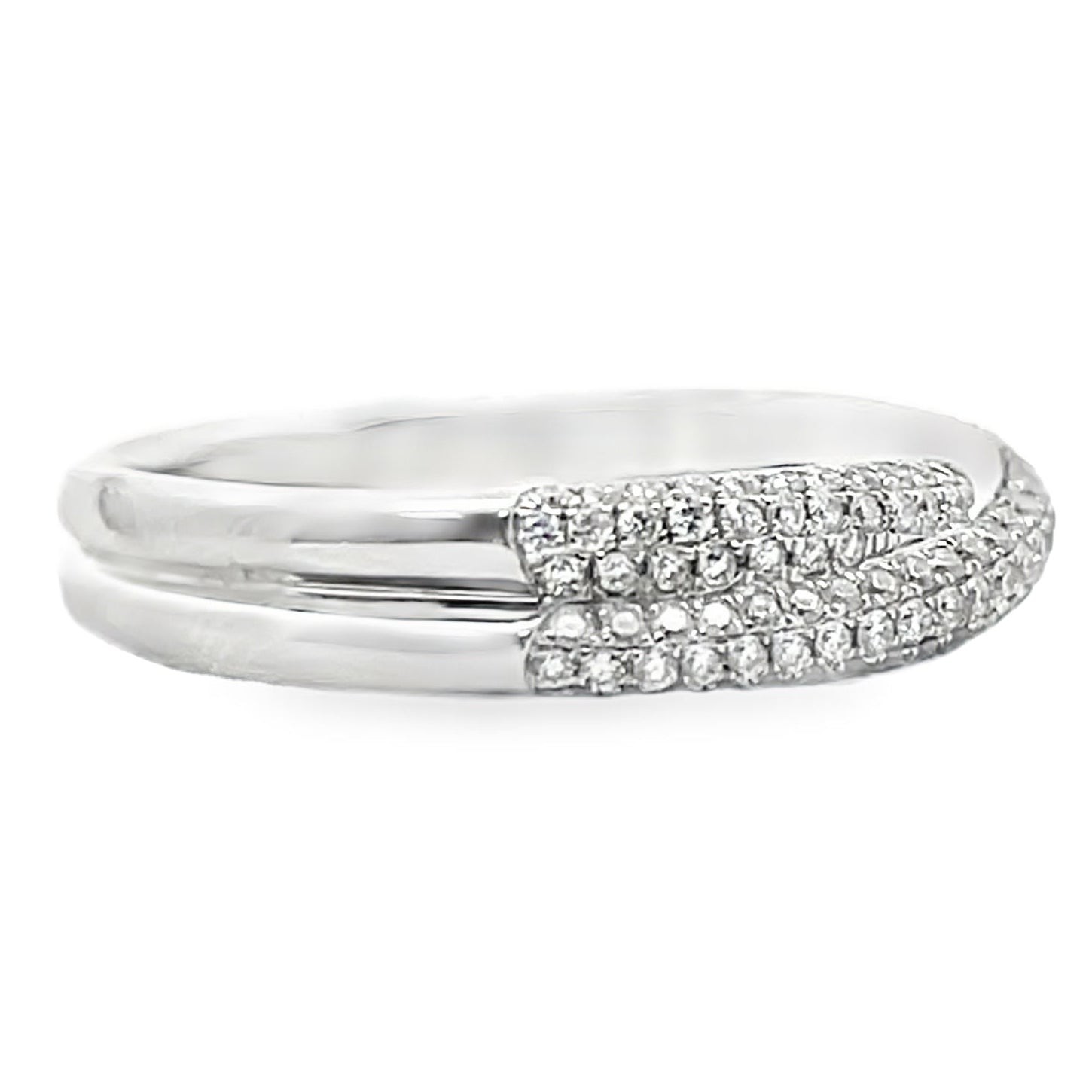 Vanna K 18K White Gold Half-Way Diamond Overlapping Criss Cross Twist