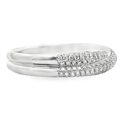 Vanna K 18K White Gold Half-Way Diamond Overlapping Criss Cross Twist