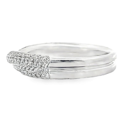 Vanna K 18K White Gold Half-Way Diamond Overlapping Criss Cross Twist