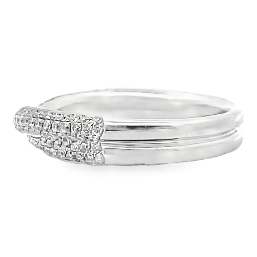 Vanna K 18K White Gold Half-Way Diamond Overlapping Criss Cross Twist