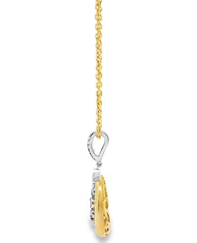 Oval Pendant Necklace with Round Brown Diamonds in 18K Yellow Gold