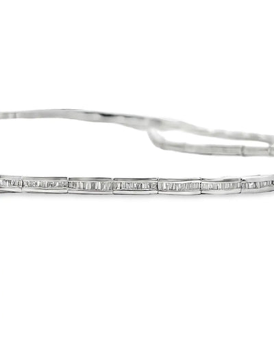 Vintage 15.50 Carat Diamond Geometric Structured V-Shape Collar Necklace in 18K White Gold