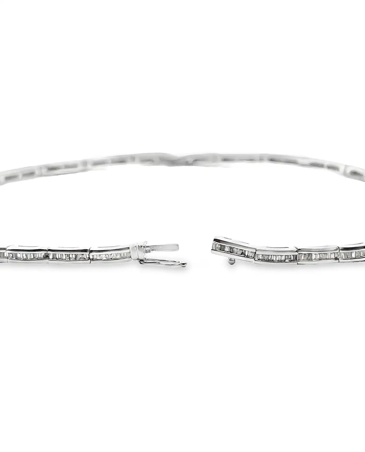 Vintage 15.50 Carat Diamond Geometric Structured V-Shape Collar Necklace in 18K White Gold