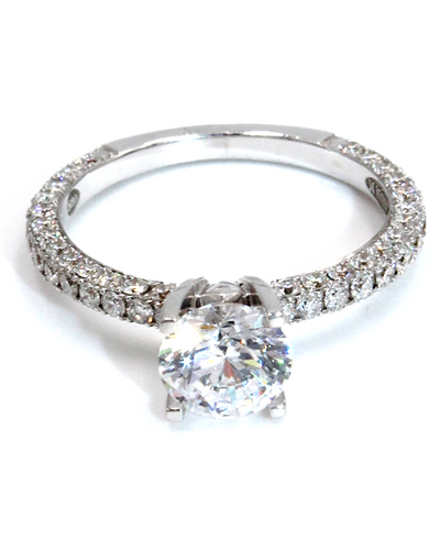 Vanna K 18K White Gold 0.92 Carat Diamond Engagement Ring Setting for Round Center Stone