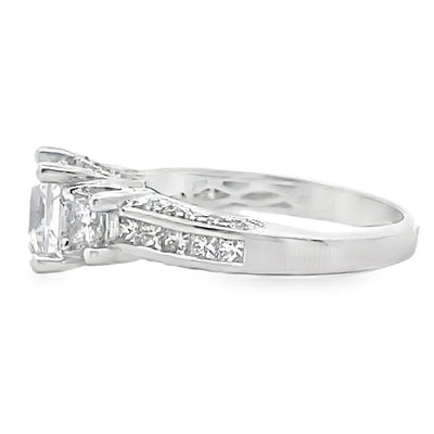 Vanna K 18RM63145DCZ 18K White Gold Engagement Ring Diamond Setting for Square Shaped Center Stone