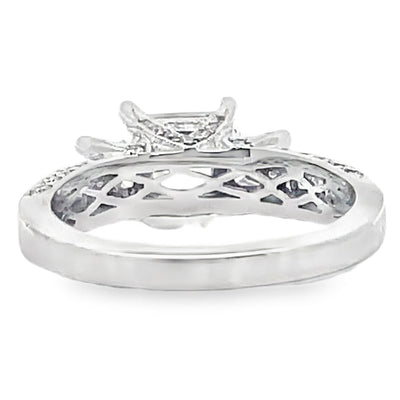Vanna K 18RM63145DCZ 18K White Gold Engagement Ring Diamond Setting for Square Shaped Center Stone
