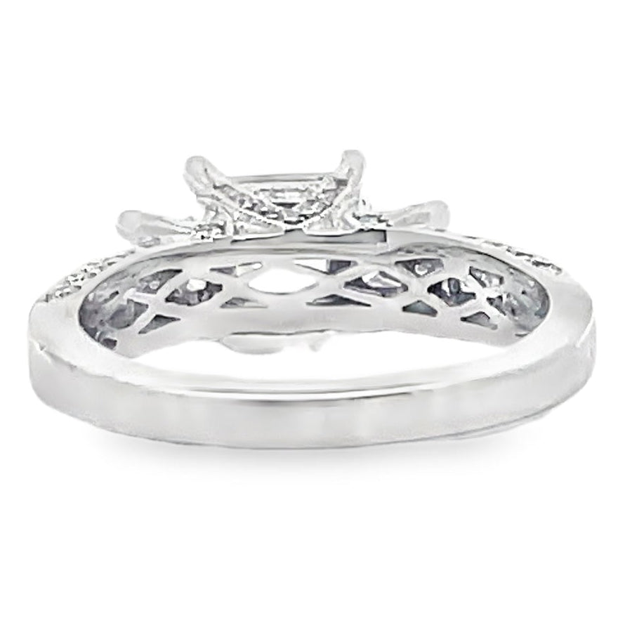 Vanna K 18RM63145DCZ 18K White Gold Engagement Ring Diamond Setting for Square Shaped Center Stone