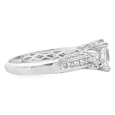 Vanna K 18RM63145DCZ 18K White Gold Engagement Ring Diamond Setting for Square Shaped Center Stone