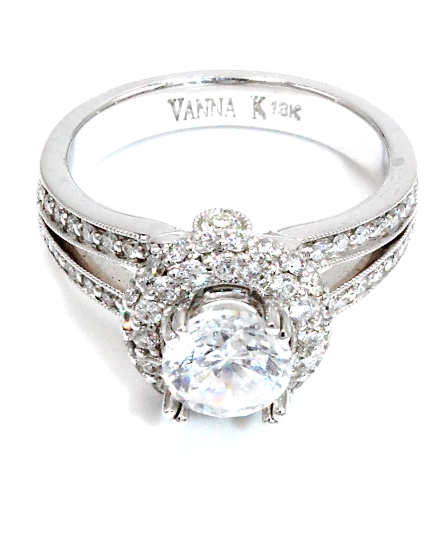 Vanna K 18K White Gold Engagement Ring Setting