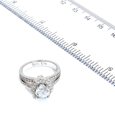 Vanna K 18K White Gold Engagement Ring Setting with Diamonds for Round Center Stone
