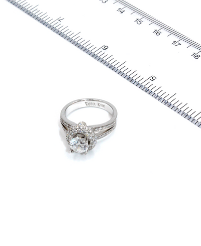 Vanna K 18K White Gold Engagement Ring Setting with Diamonds for Round Center Stone