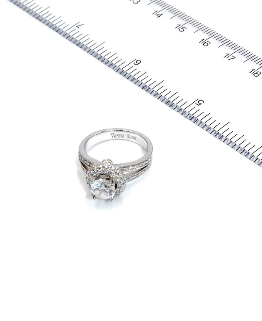 Vanna K 18K White Gold Engagement Ring Setting