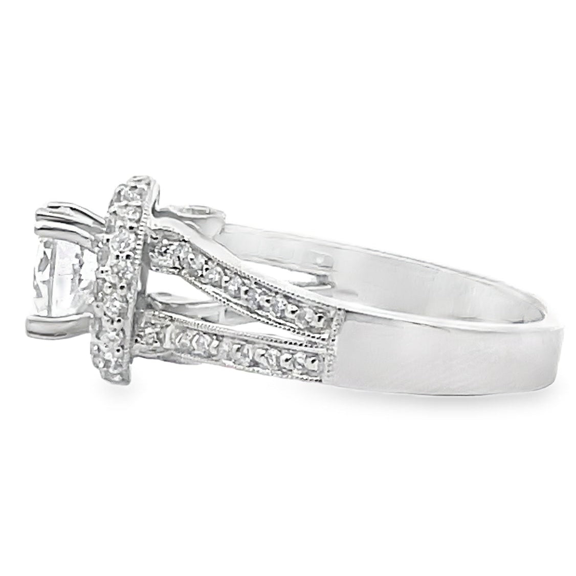 Vanna K 18K White Gold Engagement Ring Setting with Diamonds for Round Center Stone