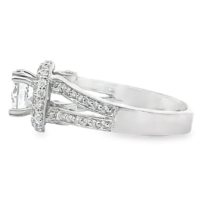 Vanna K 18K White Gold Engagement Ring Setting with Diamonds for Round Center Stone
