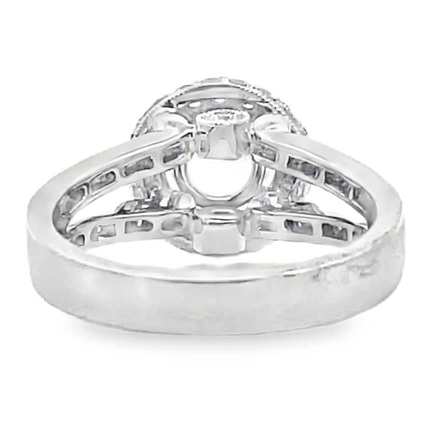 Vanna K 18K White Gold Engagement Ring Setting with Diamonds for Round Center Stone