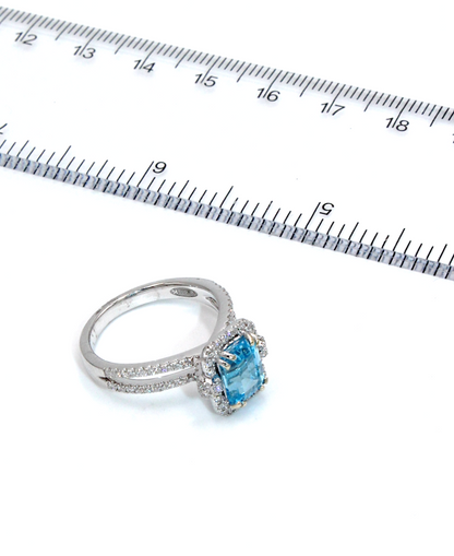Vanna K Emerald Cut Blue Topaz Ring