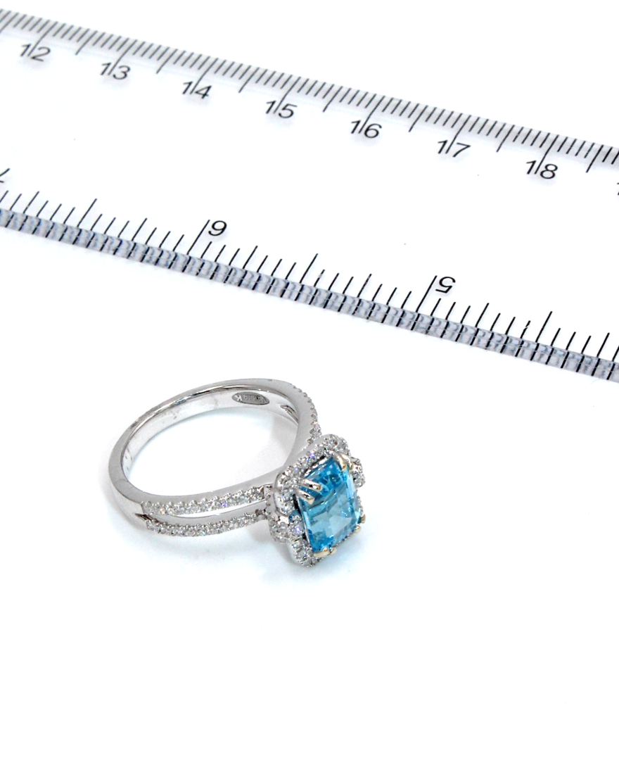 Vanna K Emerald Cut Blue Topaz Ring