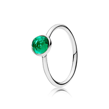 Pandora 191012NRG Sterling Silver Ring May Droplet, Royal-Green Crystal