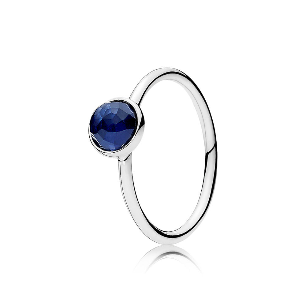Pandora 191012SSA Ring September Droplet Synthetic Sapphire Massoyan Jewelers
