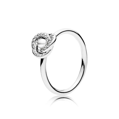 Pandora 191040WCP Sterling Silver Ring Luminous Love Knot, White Crystal Pearl