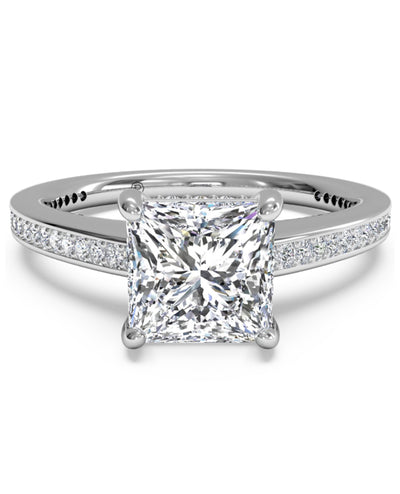 Ritani 1PCZ1966 18K White Gold Classic Princess Cut Engagement Ring Setting for 5.5 Millimeter Center Stone