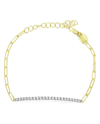 Meira T 1B7098/TY 14K Yellow and White Gold Paperclip Bar Bracelet