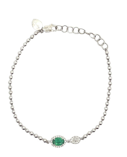 Meira T. 1B7243/WE 14K White Gold Bracelet with Emerald and Diamonds