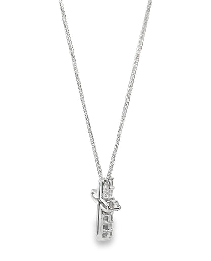 14K White Gold 0.63 Carat Diamond Cross Pendant Necklace