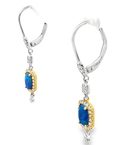 Meira T 1E8795/WO 14K White Gold Blue Opal and Diamond Drop Earrings