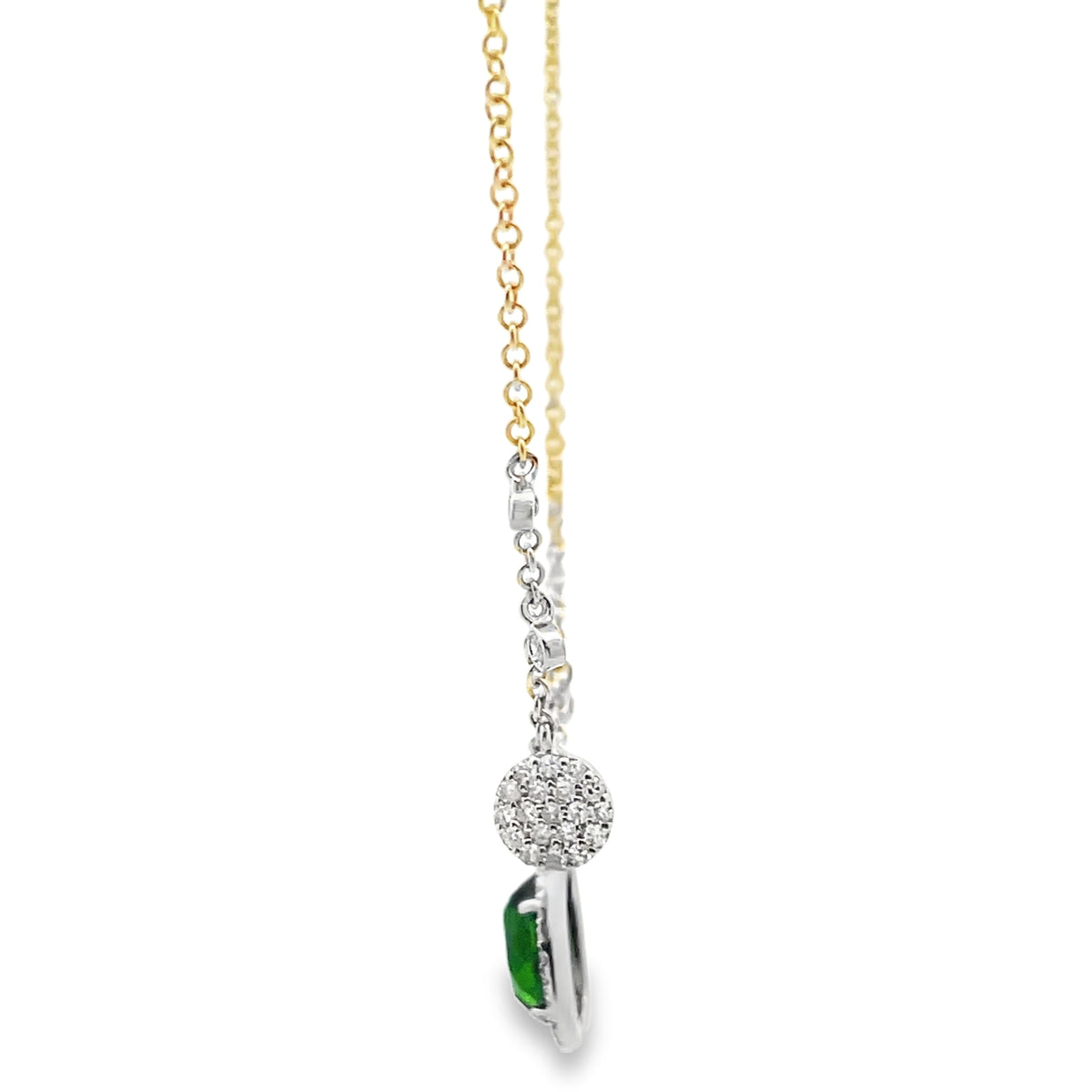 Meira T 1N9548/YC 14K Yellow Gold Green Chrome & Diamond Pendant Adjustable Necklace