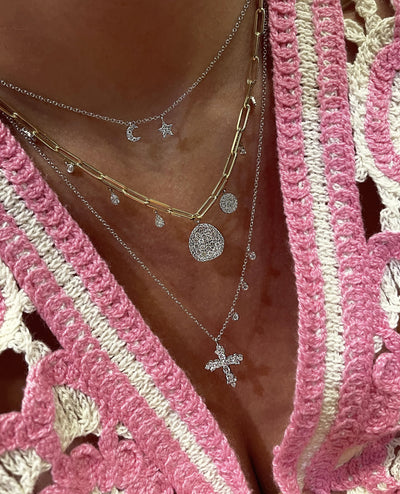 Meira T 1NK14/W 14K White Gold Mini Moon and Star Necklace