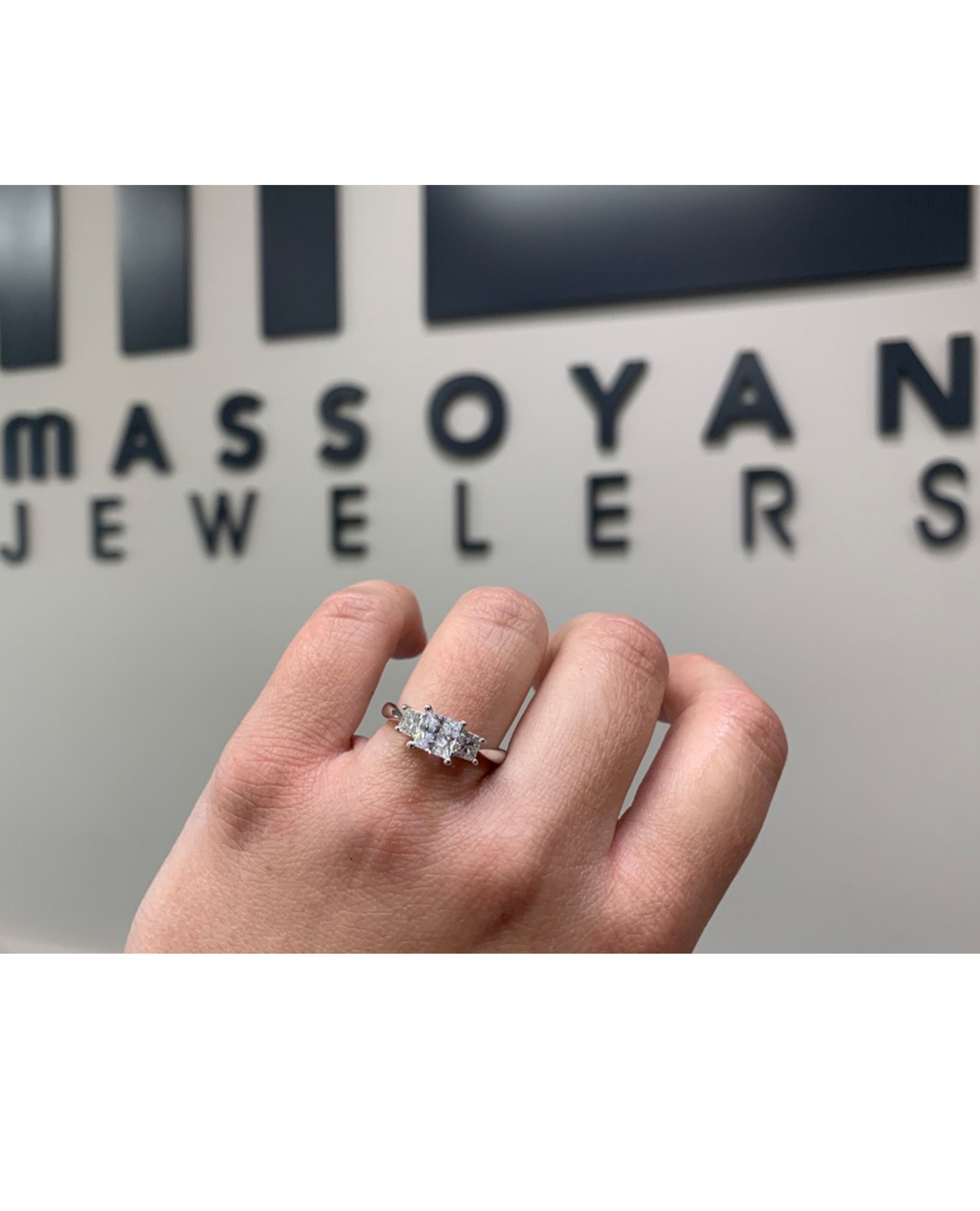 Ritani 1PCZ1237 Royal Crown 14k White Gold Three Stone Engagement Ring Setting