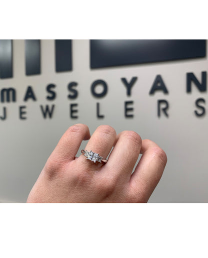 Ritani 1PCZ1237 Royal Crown 14k White Gold Three Stone Engagement Ring Setting