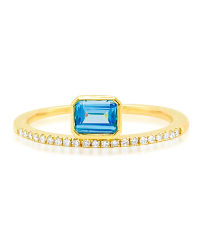 Meira T 1R4769/YB 14K Yellow Gold Ring with Blue Topaz and Diamonds