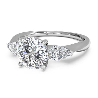 Ritani 1RZ1010 14K White Gold Engagement Ring Setting for 6.5 Millimeter Round Center Stone